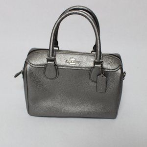 Coach Mini Mini Bennett Satchel Metallic Gunmetal Bag Purse Silver